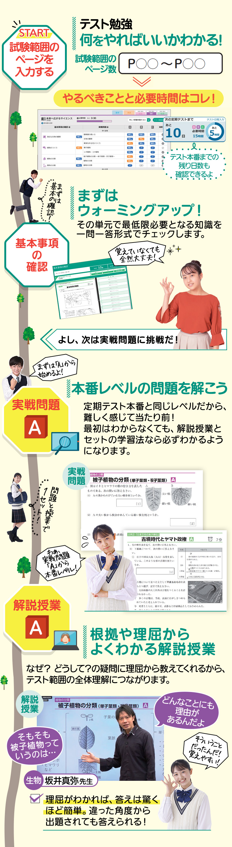 定期テスト対策（実戦力養成講座）の流れ