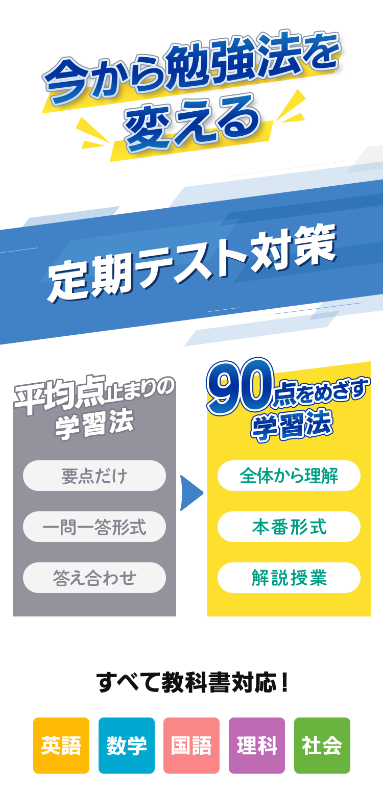 全学年分受けられる 定期テスト対策