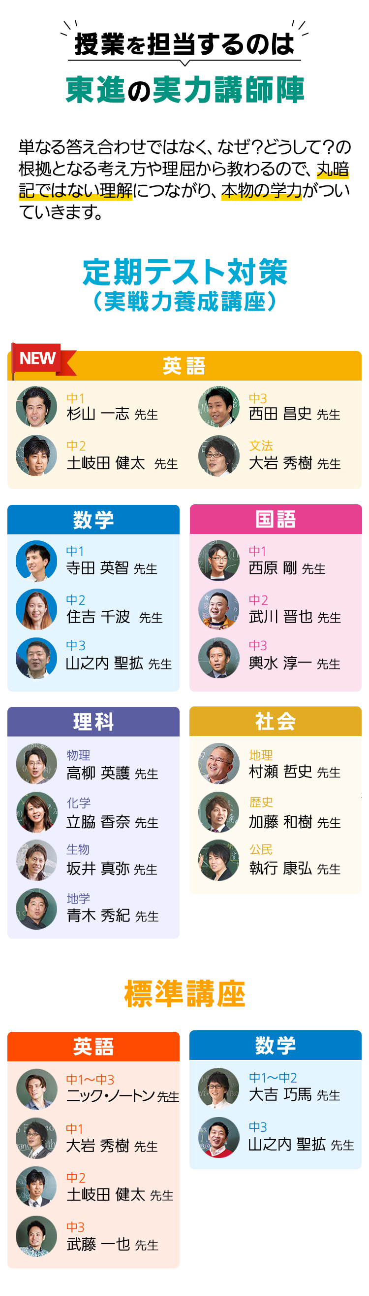 授業を担当するのは 東進の実力講師陣