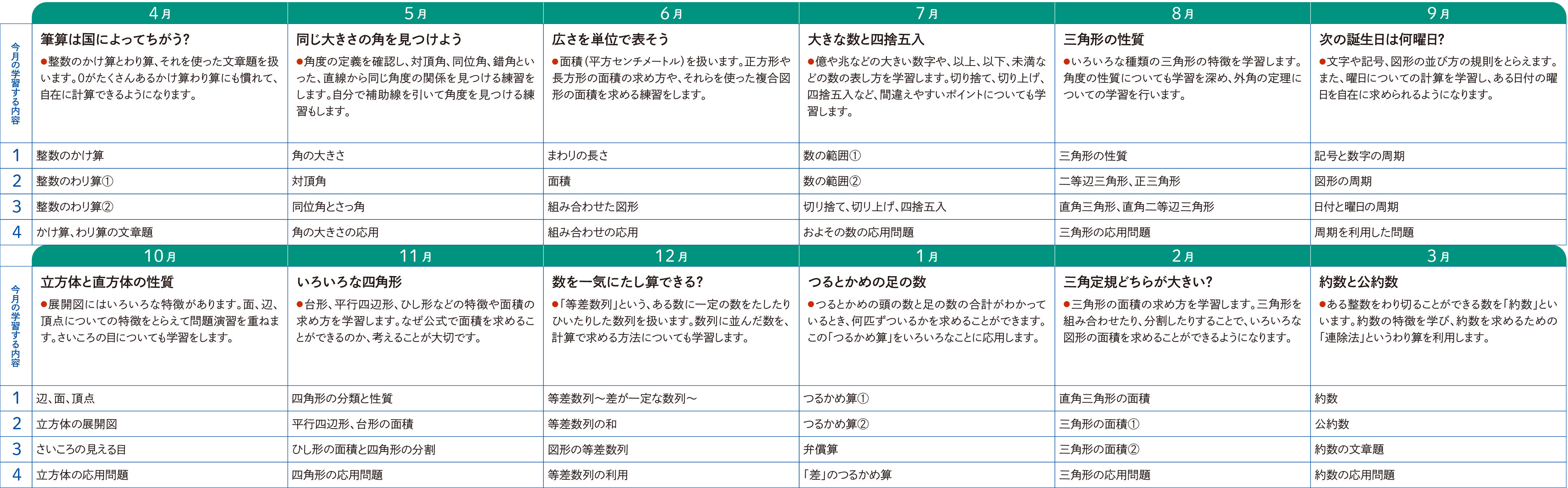 1年間のスケジュール