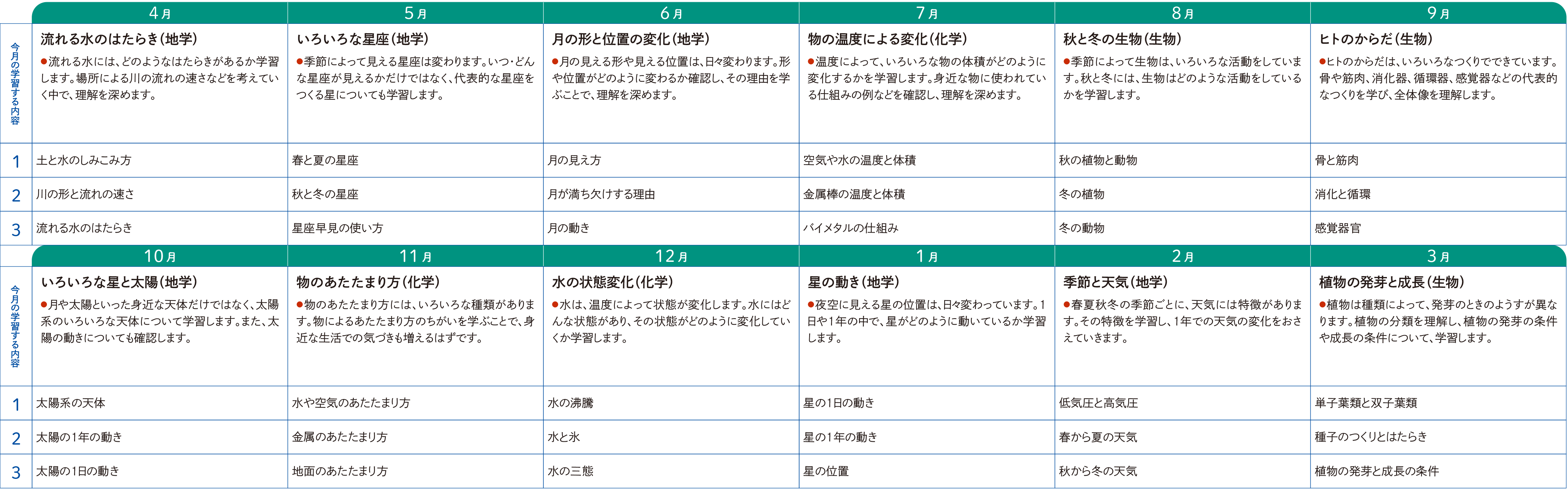 1年間のスケジュール