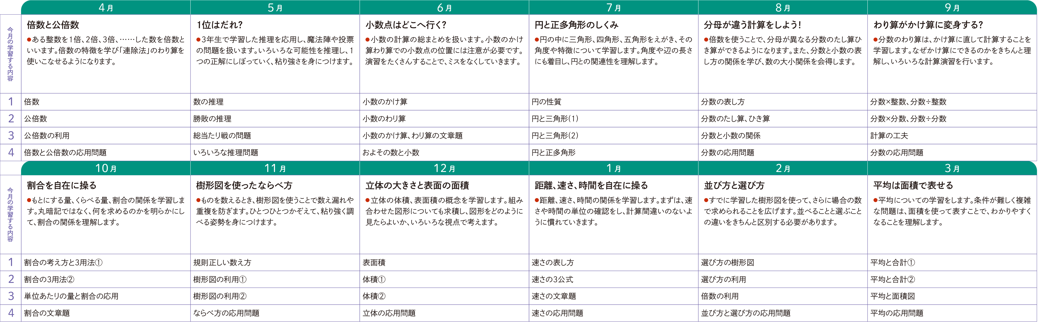 1年間のスケジュール