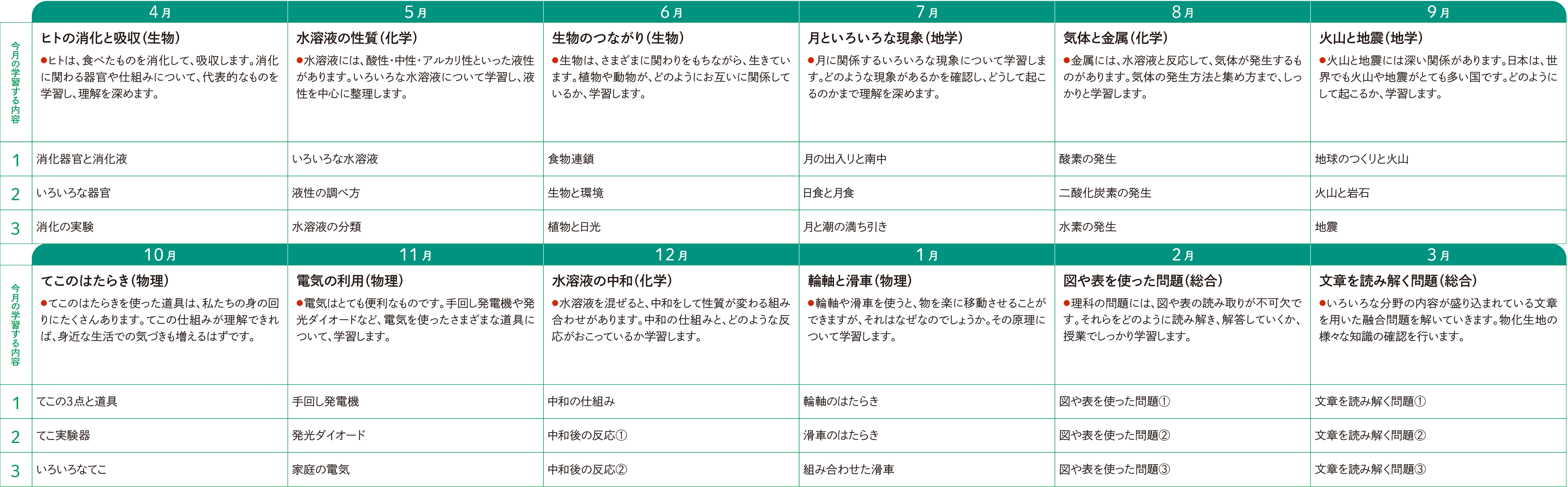 1年間のスケジュール